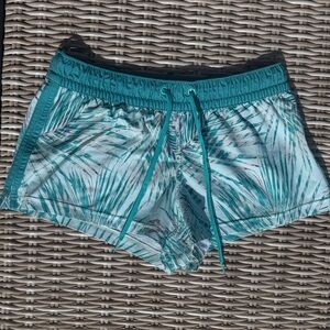 Salt Life Teal Palm Print Drawstring Athletic Shorts